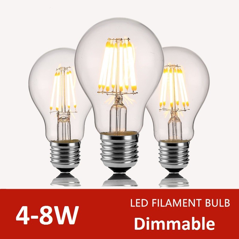 8W dimmable LED filament bulb ERP E27 A60 glass globe lamp