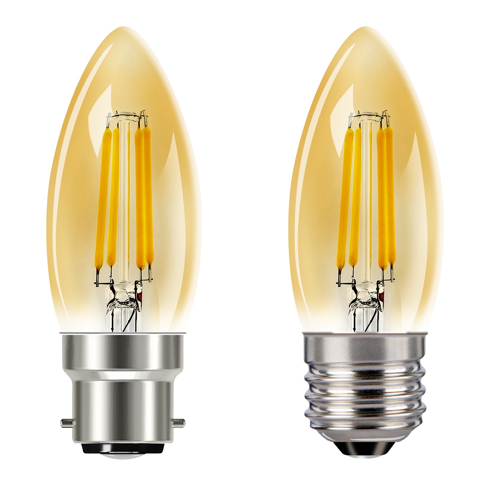 Amber C35 LED filament bulb ERP 2.0 B15d E14 E27 2W 4W 6W